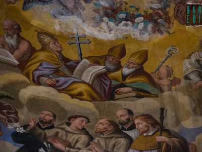 ...e pi� sopra i dottori della chiesa sembrano discutere di questioni teologiche